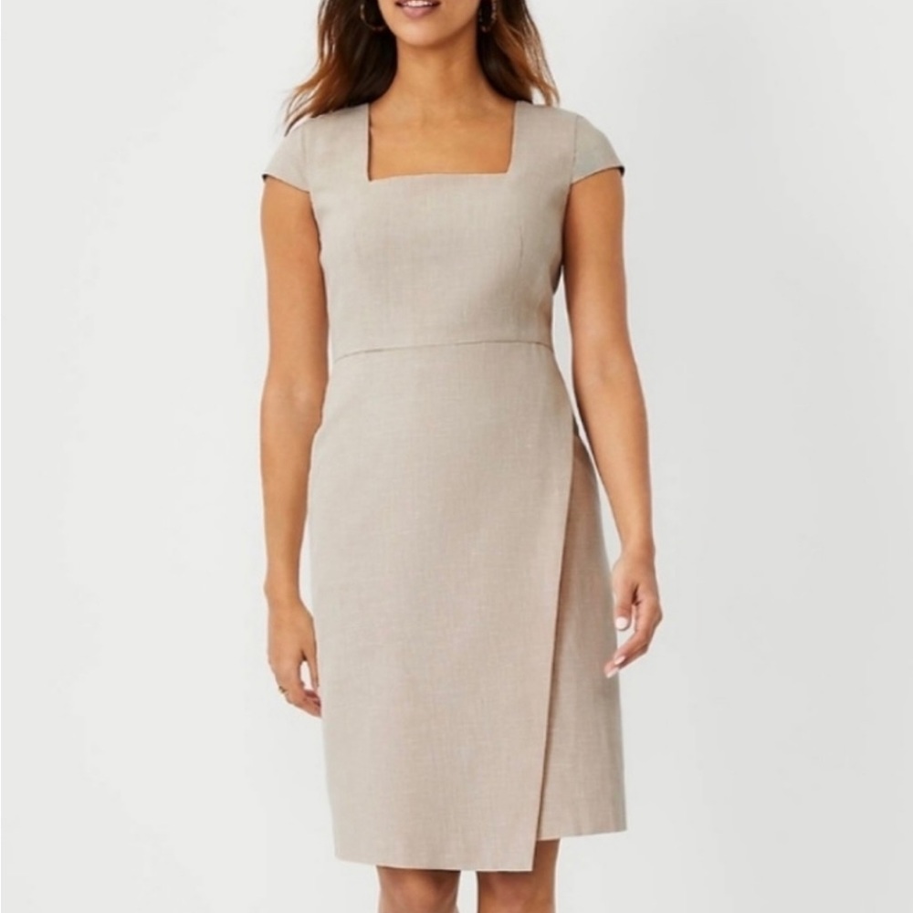 Ann Taylor NWT Linen Blend Square Neck Dress 6
